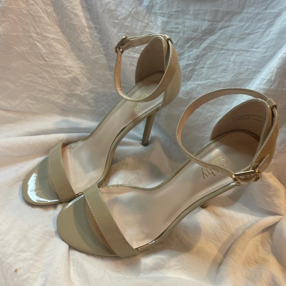 Cathy Jean Beige Ankle Strap Heels